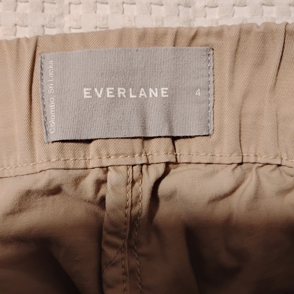 Everlane Tan Khaki Elastic Waist Women's Straight Wide Leg Pants - Picture 3 of 4